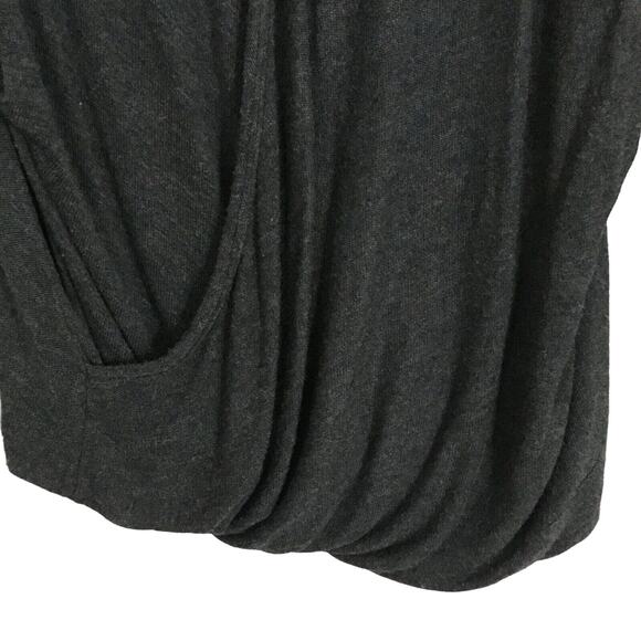 Free People Miss Rose Draped Front Jersey Knit Blouse Dark Grey Heather Wrap XS - Picture 12 of 16